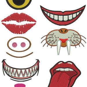Funny Face Embroidery Designs For Mask