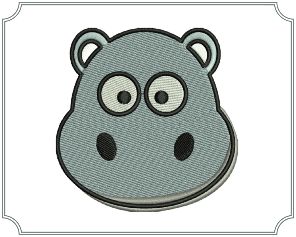 Cute Hippo Face Machine Embroidery Design