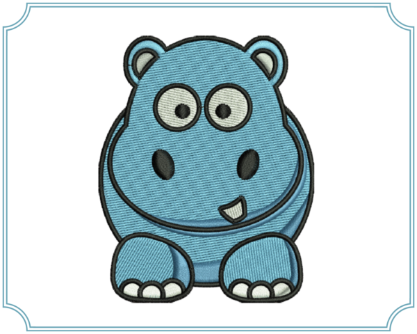 cute hippo machine embroidery design