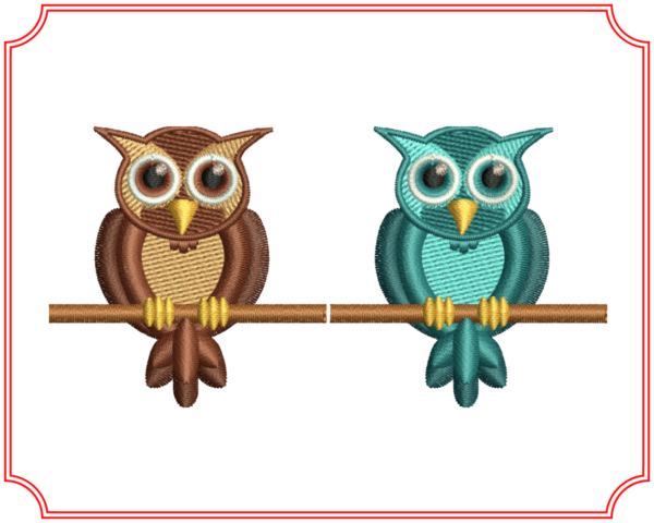 two owl machine embroidery design