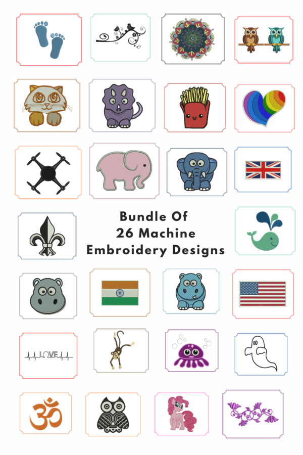 26 Machine Embroidery Design Bundle